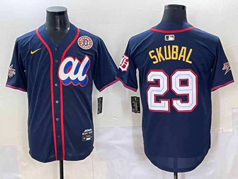Men 2025 Detroit Tigers 29 Skubal Drak Blue All star Nike MLB Jersey style 2